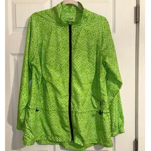 Curvy Plus Exertek Women 1x Lightweight Windbreaker Lime Green Zip Up